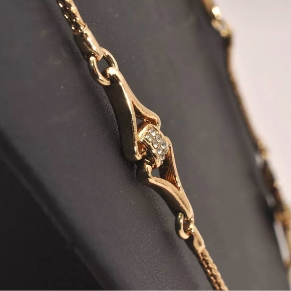 Christian Dior Gold Tone Chain‎ Rhinestone Pendant Necklace CD | PRELOVED!!💎 - Picture 9 of 12